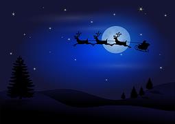 Santa in the Sky with Reindeer